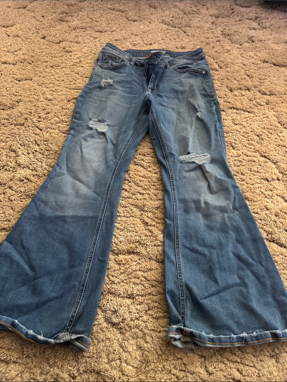 Maurices Blue Distressed Flare Jeans